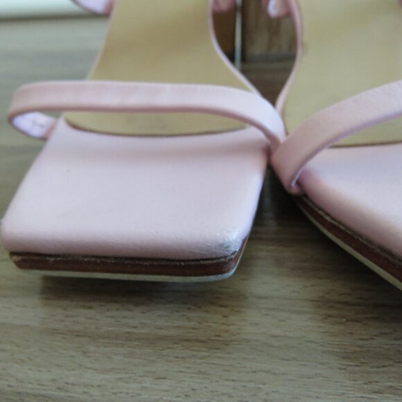 JAMES SMITH Sirenuse Strappy Leather Sandals Wood Block Heel Pastel Pink Size 8 - Picture 5 of 14